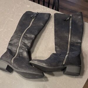 MIA Black Over the Knee Boots with Zipper